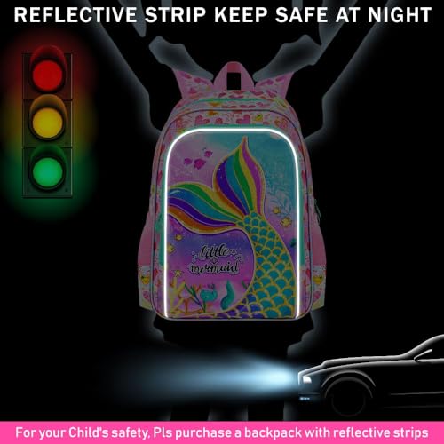Image of 3Pcs Mermaid Backpack for Girls, 16 inch Kids Bookbag Set with Lunch Box,School Backpacks for Elementary Preschool Kindergarten (Rainbow)