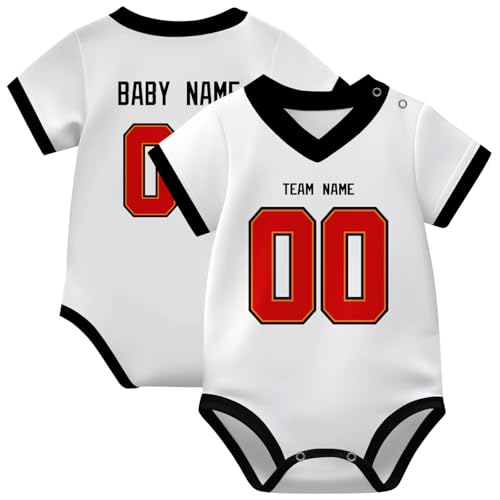 Image of KREDE Baby Clothes Unisex Bodysuit Jersey Style Custom Name Number for Baby Boys