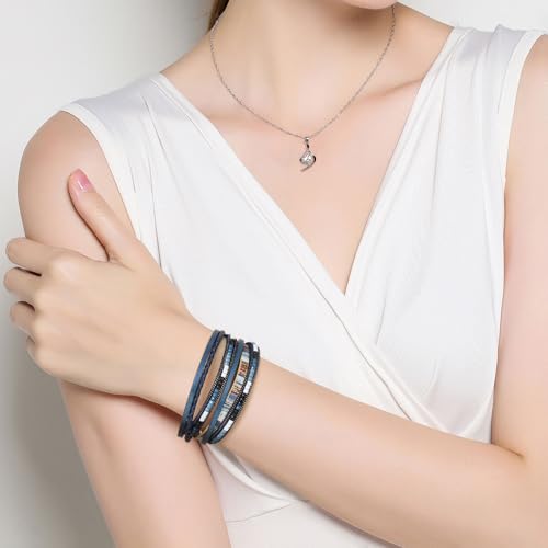 Leather Bracelets for Women Trendy Boho Cuff Bracelet Layered Bangle with Clasp Hand Wrist Jewelry Western2