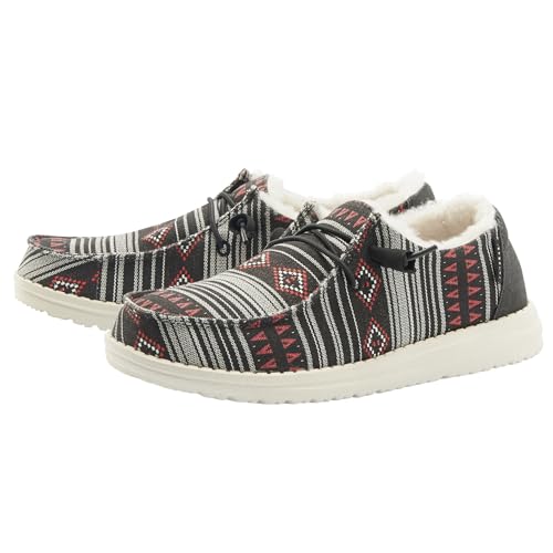 Image of HEYDUDE Women's Wendy Boho Stripe Chili Pepper Size 11 | Women's Shoes | Women's Lace Up Loafers | Comfortable & Light-Weight