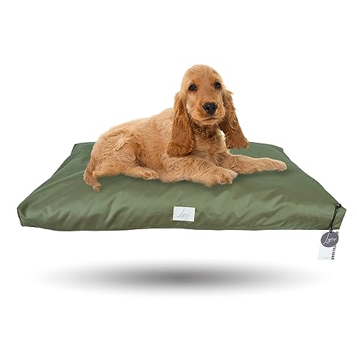 Ligo Tommy - Materasso per Cani Idrorepellente e AntiGraffio, Realizzato in Italia. Cuscino Cuccia per Cane AntiGraffio antimacchia Perfetto per l'uso Interno ed Esterno. (M: 100 x 60 cm, VERDE OLIVA)