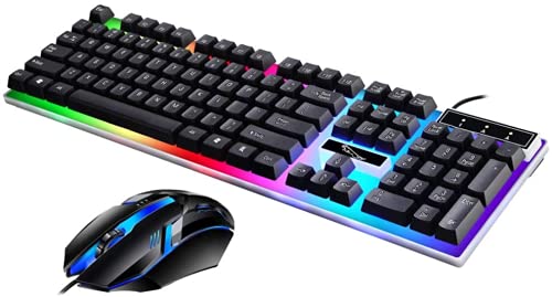 ゲーミングキーボード レインボーLED Amazon | レインボーゲーミングキーボードマウスコンボ有線、バック