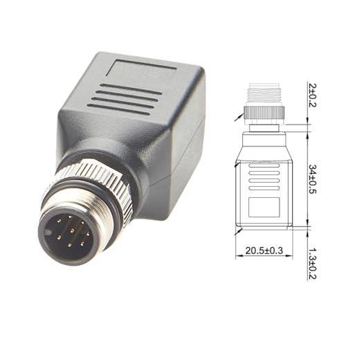 Adaptador Industrial M12 a RJ45 Cat6 Shielded IP67 Negro miniatura 4
