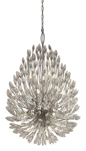 Image of Searchlight Peacock 20 Light Ceiling Pendant, Crystal & Metal