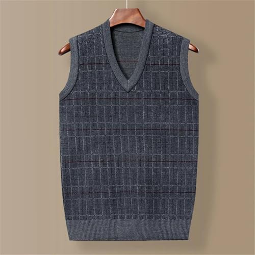 TdvcpmkkMen's Thickened Casual Sweater Vest Autumn And Winter Warm Men's V-Neck Sleeveless Pullover Vest Sweater3
