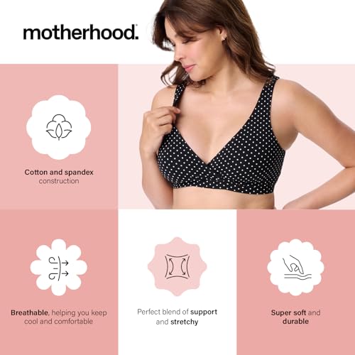 Image of Motherhood Maternity Women's Soft Cotton Spandex Wrap Front Maternity & Nursing Sleep Bralette Bra S-3x