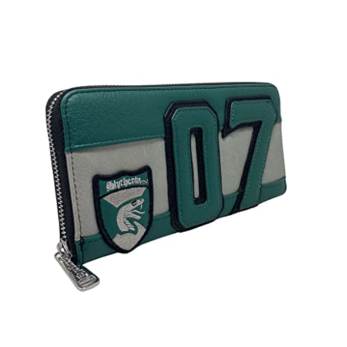 Loungefly x Harry Potter D. Malfoy Slytherin Zip-Around Wallet (Grey/Green, One Size)4