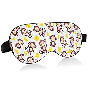 Funny Brown Monkeys Yellow Bananas Seamless On White Eye Masks Cover Blocks Light Sleep Mask Shade Cover Blindfold Relaxing Eyeshade Cover avec serre-tête réglable pour hommes femmes enfants