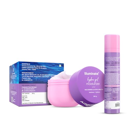 Image of Aqualogica Illuminate+ Protect & Hydrate Kit|Illuminate+ Dewy Sunscreen Spf 50+ Pa++++ (50 G) + Illuminate+ Hydra Gel Moisturizer (200G)|Spf 50+ Pa++++|For Luminous Skin|24 Hour Intense Hydration,All