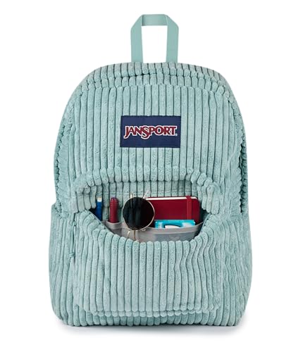 Image of JanSport Superbreak Plus FX Backpack - Work, Travel, or Laptop Bag with Water Bottle Pocket - Surreal Corduroy Sage