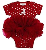 Two Feet Ahead Alabama Crimson Tide Newborn Baby Girl Bodysuit Creeper Hearts Tutu Skirt Dress(0-3 Months,Alabama Crimson Tide)