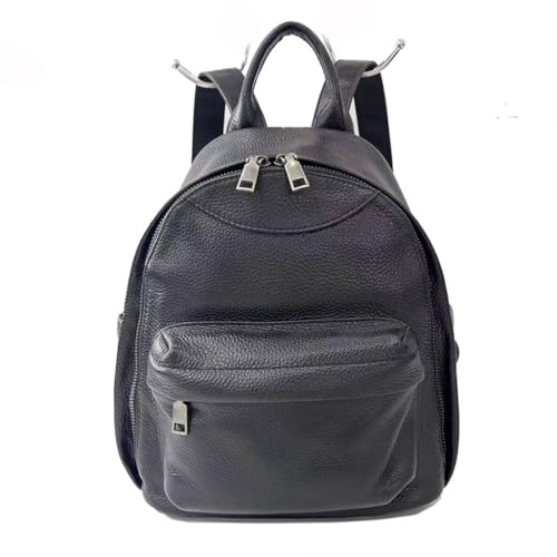 Sac à dos à bandoulière en cuir véritable noir pour femme élégante
