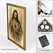 Wood Framed Sacred Heart of Jesus Canvas Wall Art Christian Jesus Prints Pictures Wall Decor Watercolor Catholic Poster Printing Artwork for Living Room Bedroom Prayer Room Church Wall Decoration