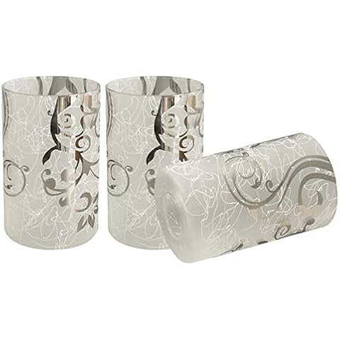 Voguad Electroplated Floral Pattern Replacement Glass Lamp Shade 3 Pack, Frosted Glass Light Cover for Light Fixture, Glass Shade for Wall Sconce, Kitchen Pendant Light, 1 5/8 Inch Fitter Cover