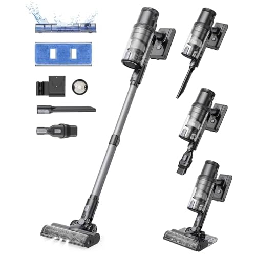 Proscenic P11 Mopping Cordless Vacuum Cleaner,Wet and Dry Vacuum Cleaner and Mop Combo 3 in1,35Kpa Stick Vacuum Cleaner with LED Touch Screen,450W/Up to 50 Mins for Hardwood Floor Carpet Car Pet Hair