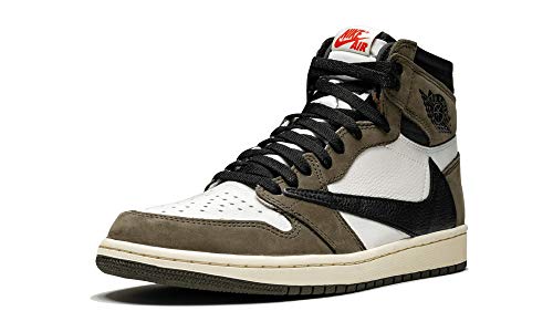 Jordan Nike Men's Air 1 High OG Ts Sp Travis Scott, Sail/Dark Mocha/University Red, 10