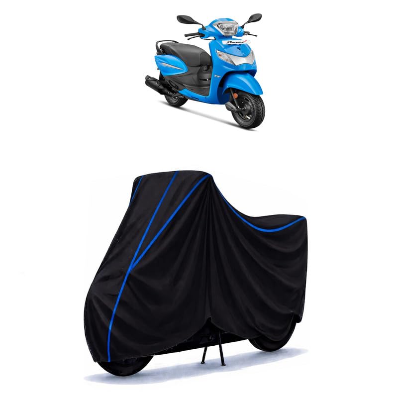 Image of Scooty Cover Water Resistant for Pleasure Plus 110 BS6 | Universal Scooter & Bike Cover | Heavy Duty UV Dust, Rain & Scratch Protection Weather Indoor Outdoor | Black with Blue Piping