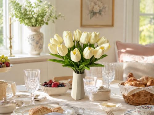 Image of Mandy's 20pcs Artificial Cream Tulips