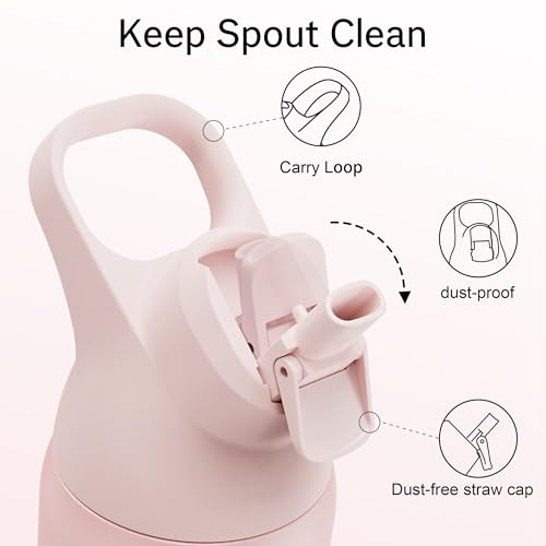 Insulated Water Bottle with Straw - Encool Stainless Steel Water Bottle, Reusable Leakproof and BPA-Free for Sports, Travel, Cold for 24 Hours, 24 oz, Cotton Candy - Image 4