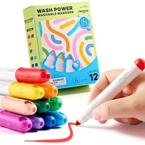 Image of Jar Melo Washable Markers for Kids Toddlers, Coloring Supplies, 12 Colors