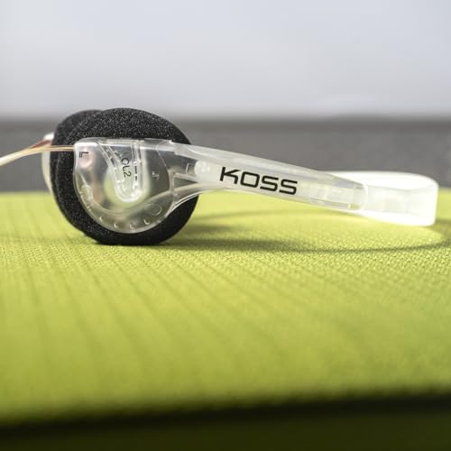 Image of Koss CL /2 Clear Retro 90s Style On-Ear Headphones, Wired Plug | Transparent Design, Lightweight, 3.5mm Jack, 6 Foot Cord, Soft Foam Cushions