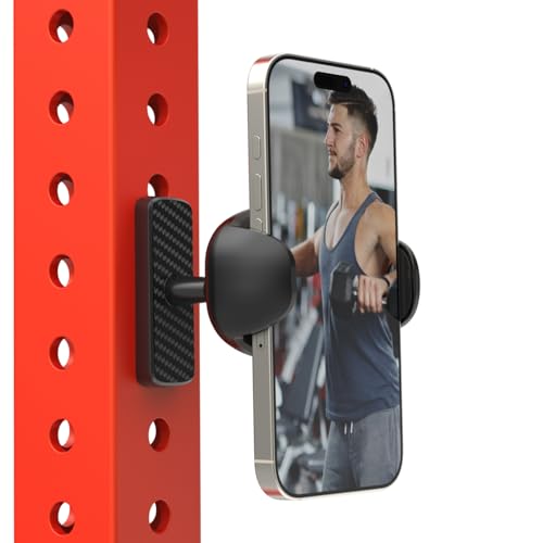 Image of Gym Magnetic Phone Holder | Magnet Phone Mount with 360Rotation | Compatible with iPhone Android 4-7 inch Phones | Gym Accessories for Men Women- Black