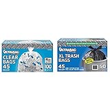 Ultrasac Heavy Duty 45 Gallon Garbage Bags (Huge 100 Pack w/Ties) - 40' x 46' - Industrial Quality...
