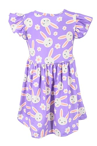 Image of Unique Baby Girls' Short Sleeve Everyday Printed Dresses for Kid and Toddler, Sizes 2T-12Y