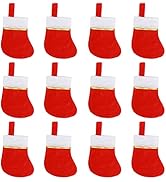 FOIMAS 24pcs Mini Christmas Stockings,Red Felt Christmas Stockings Socks Tableware Holder for Chr...