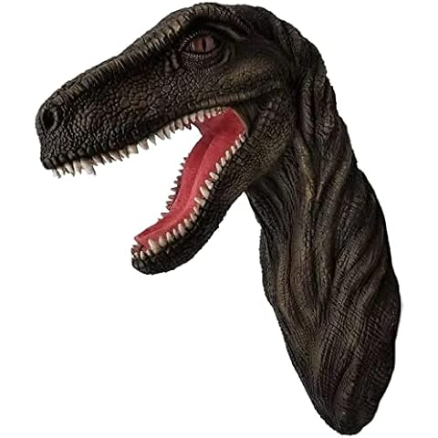 G&H Decor - Massive Wall Mounted Velociraptor Dinosaur Head Sculpture - Hand Painted Raptor Bust with Realistic Detail - Easy to Hang Dino Wall Art - Faux Taxidermy Jurassic Dinosaurs Decor Statue Cover