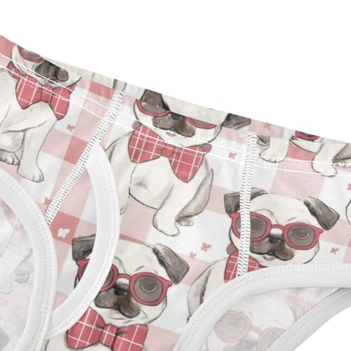 Wusikd Pug Dog Boys' Underwear Cotton Red Bow Tie Boys Briefs Soft Toddler Underwear 2T4
