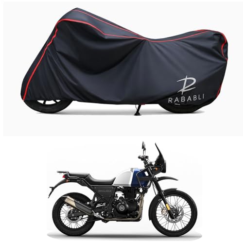 Image of Waterproof Bike Body Cover Compatible for | Royal Enfie Himalayan Lake | Taffeta Fabric, Red Piping Design, Bottom Elastic Fit | Dustproof, Sun UV & Rain Protection for All Bikes