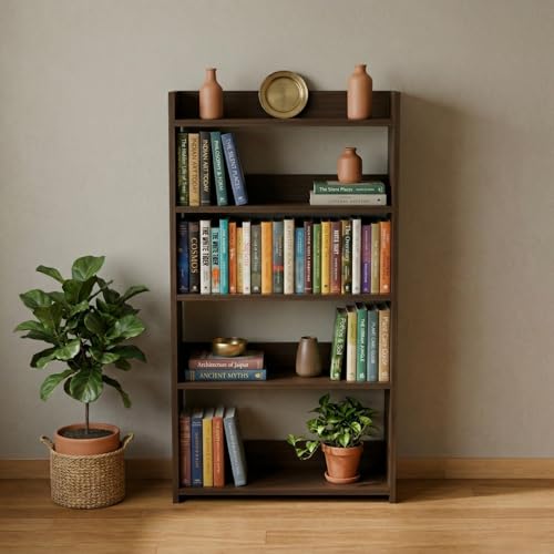 Image of DFC Element Crysta Shelf for Home, Living Room & Bedroom | Engineered Wood Storage Shelf with Open Display Design | Space Saving Organizer for Books, Decor & Daily Essentials (Espresso, 4 Level)