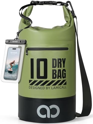 Lamicall Waterproof Dry Bag with Phone Pouch, Floating Roll Top B...