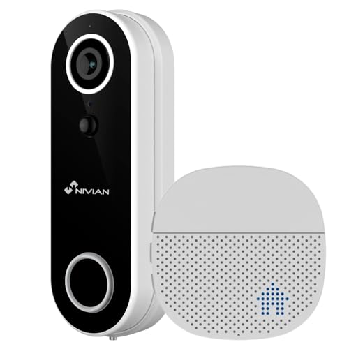 Nivian - Doorbell Smart Wifi - Campanello Video 1080P Con Batteria - Rilevamento Pir Reale + Ia - Impermeabile Per Esterni