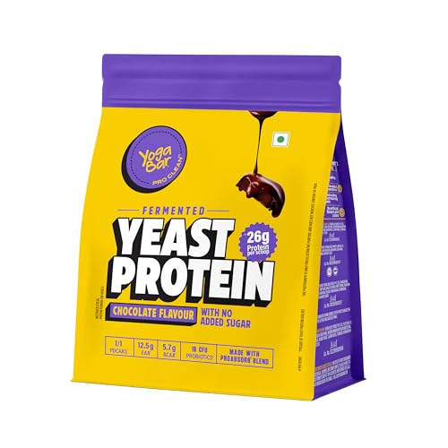 Image of Yogabar Fermented Yeast Protein Powder - Chocolate|26g Complete Protein Supplement|High Absorption, No Bloating, Gut Friendly|PDCASS 1|500g