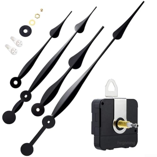 Kit di ricambio per orologio al quarzo con meccanismo ad albero lungo ad alta coppia e due set di lancette lunghe, per grandi orologi da parete e decorazioni creative per la casa