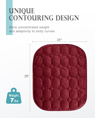 Image of Cottonblue Weighted Lap Blanket Pad 7 lbs 29 inch x 24 inch, Cozy Luxury Crystal Velvet Weighted Blanket for Adults, Small Weighted Blanket Throw All Season for Travel Relaxation Sleeping, Red Heavy Blanket