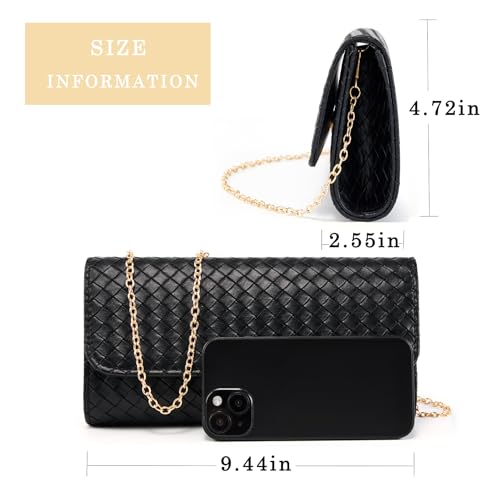 Image of Women's Woven Evening Bag Casual Leather Shoulder Handbag Fashion Crossbody Clutch Purse