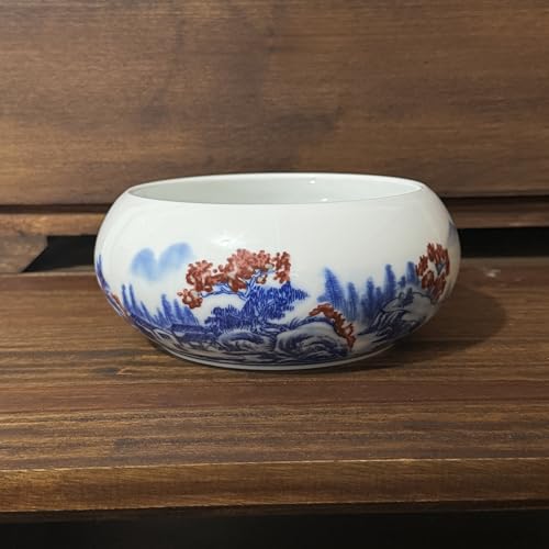 Artisan Decorative Ceramic Bowl with Blue and Red Landscape Design, 7.7 Inch Diameter for Elegant Home Décor - Image 8