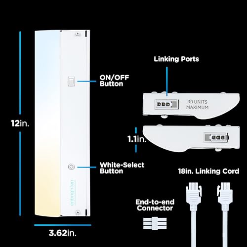 Image of Enbrighten 12 Inch Hardwired Under Cabinet Light with 5 Color Temperatures (Pack of 3)