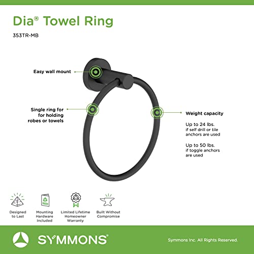 Symmons 353Tr-Mb Dia Wall-Mounted Towel Ring In Matte Black #TOP4