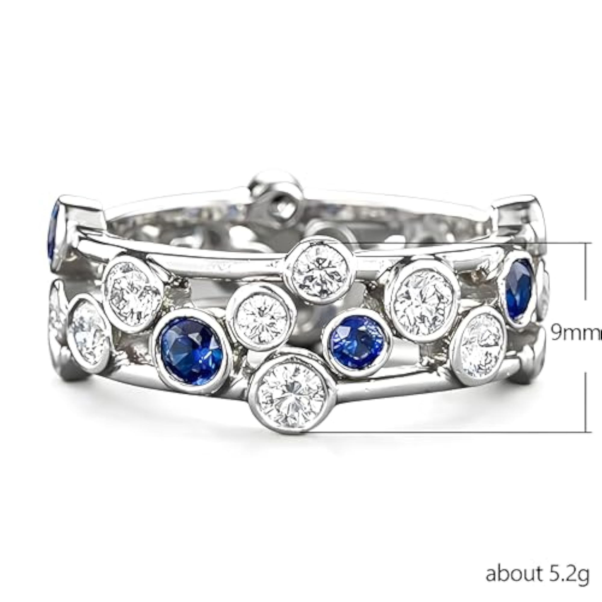 Women's Exquisite Blue & White Round Zircon Band Ring