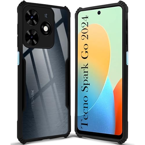 Image of Jkobi Back Cover Case for Tecno Spark Go 2024 (Shockproof with Polycarbonate Clear Panel | Professional Black)