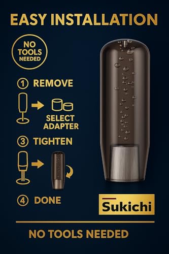 Image of Sukichi Car Gear Knob Stylish 15 cm | Universal Car Gear Shift Knob | Auto Transmission Stick Shifter | Car Interior Accessory | Anti Slip Gear Shift Knob | (Long Bubble, Black)