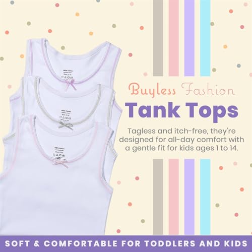Buyless Fashion Tank Tops for Girls- Sleeveless Cami Tanks Cotton Undershirts for Dance Gymnastics Kids Toddler Size (4 Pack)2