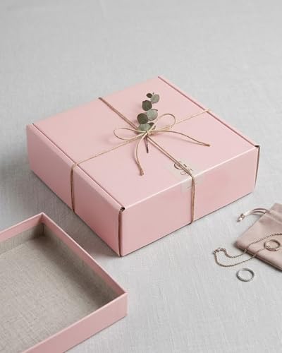 Image of Cardboard Boxes,15 Pack Shipping Boxes 6x6x2 Recyclable Mailing Boxes Colored Corrugated Cardboard Box Small Storage Boxes for Shipping, Mailing, Gifts Packaging (Light Pink)
