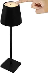 Luminária Abajur Mesa Led Touch Dimerizável S/Fio Portátil Recarregável Lâmpada 3 Toque Branco Quente Neutro Frio (Preto)