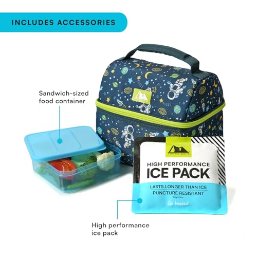 Image of Arctic Zone Kids Lunch Box Combo with Gel Ice Pack and Sandwich Container, 2 Compartment Insulated Bucket for Travel Lunch, Space Odyssey