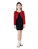 patpat set di abiti da principessa e cardigan a maniche lunghe, per l'inizio della scuola, compleanno, feste, banchetti e vacanze, per adolescenti 4-14 anni, taglie 105-164, rosso/nero, 116-122 cm